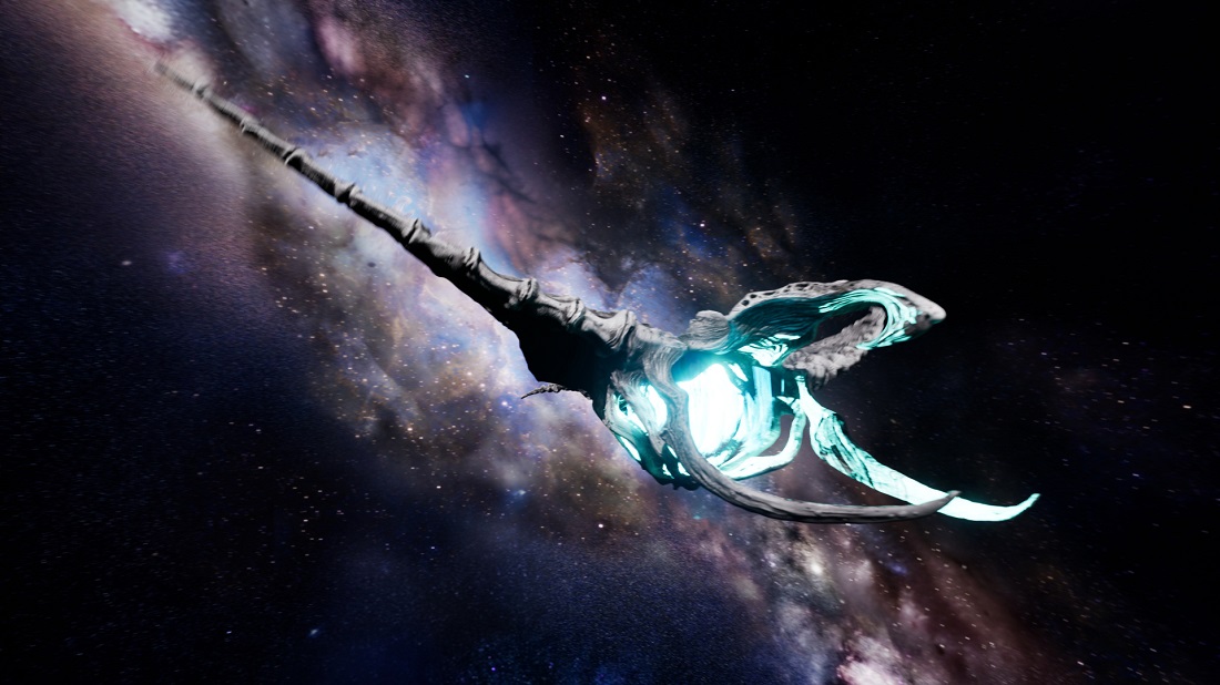 Hiker crossing a rocky stream